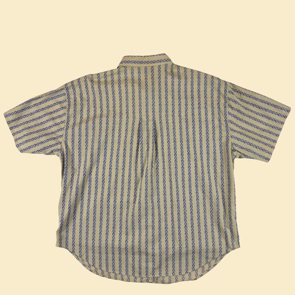 1980s striped blouse, size 20 beige & blue vintage Venezia womens button down - Picture 8 of 8